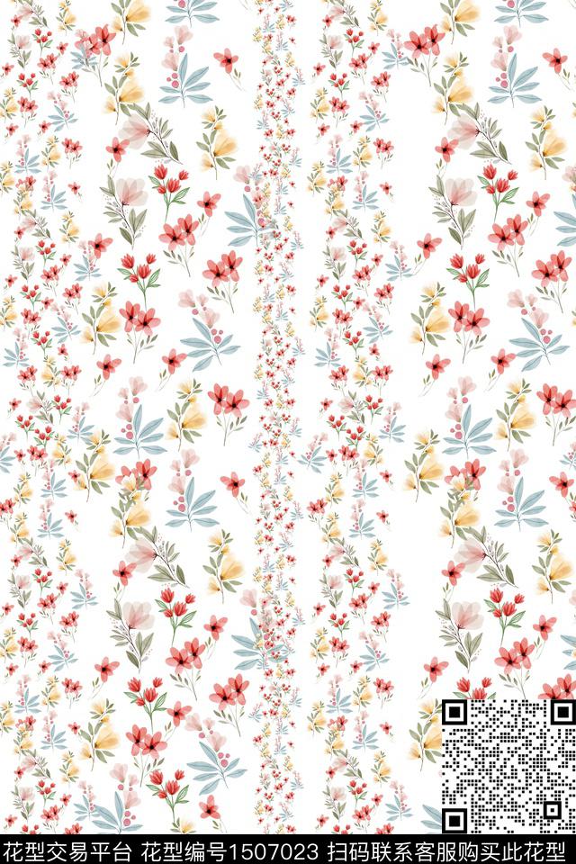 花卉真丝小碎花数码印花华亿平台下载（图片编号: 1507023） - 瓦栏（Walan）