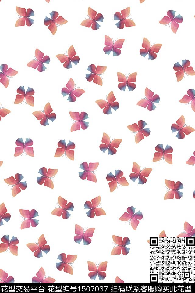真丝蝴蝶数码印花华亿平台下载（图片编号: 1507037） - 瓦栏（Walan）