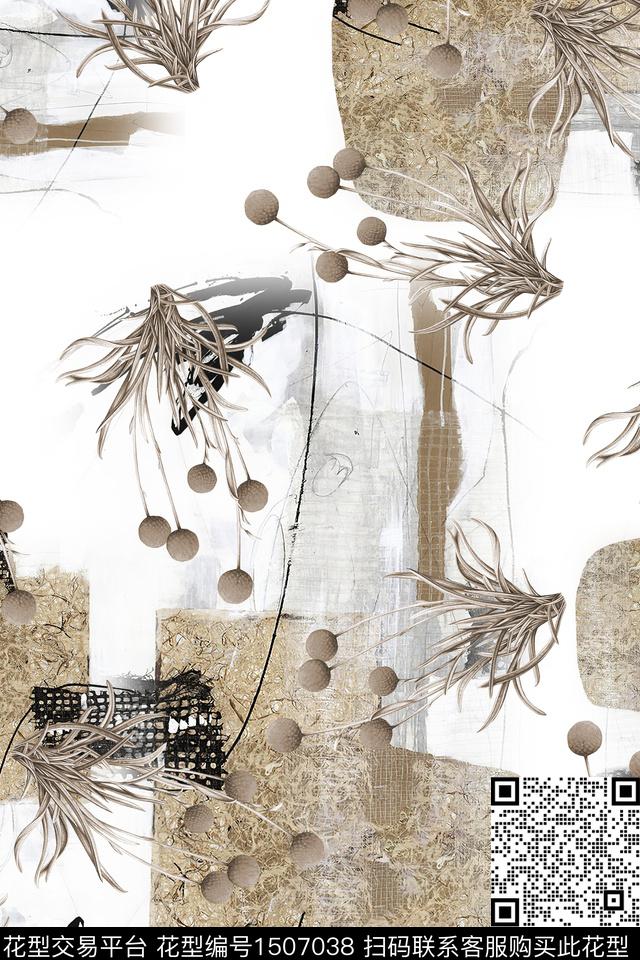 肌理花卉大牌风数码印花华亿平台下载（图片编号: 1507038） - 瓦栏（Walan）