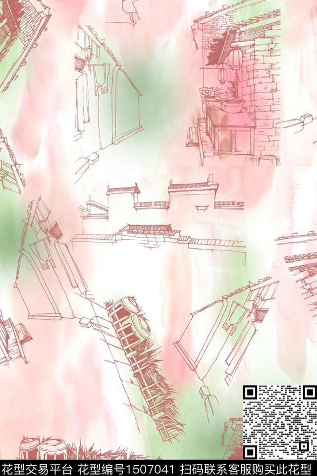 肌理建筑大牌风数码印花华亿平台下载（图片编号: 1507041） - 瓦栏（Walan）