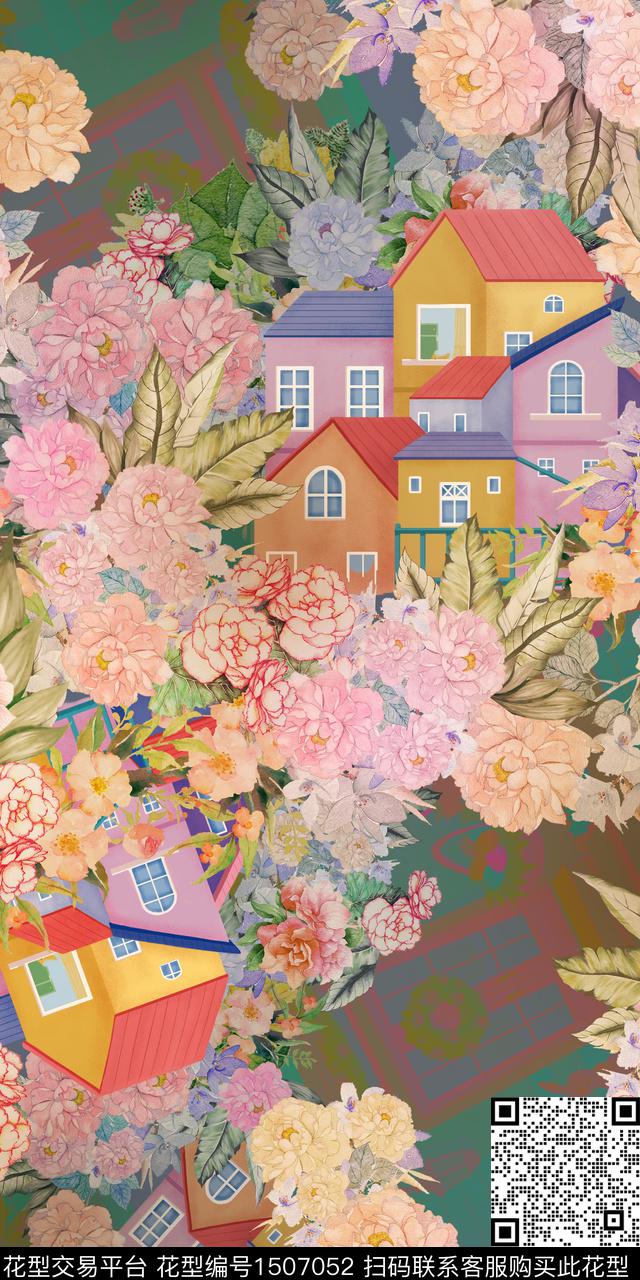 水彩花卉满版散花数码印花华亿平台下载（图片编号: 1507052） - 瓦栏（Walan）