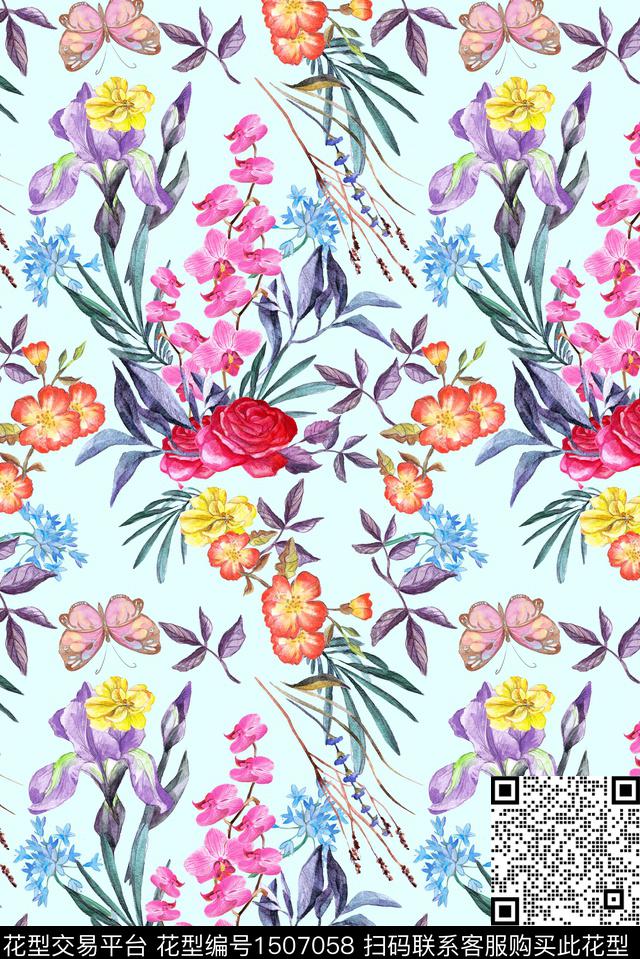 绿植树叶花卉中国风数码印花华亿平台下载（图片编号: 1507058） - 瓦栏（Walan）