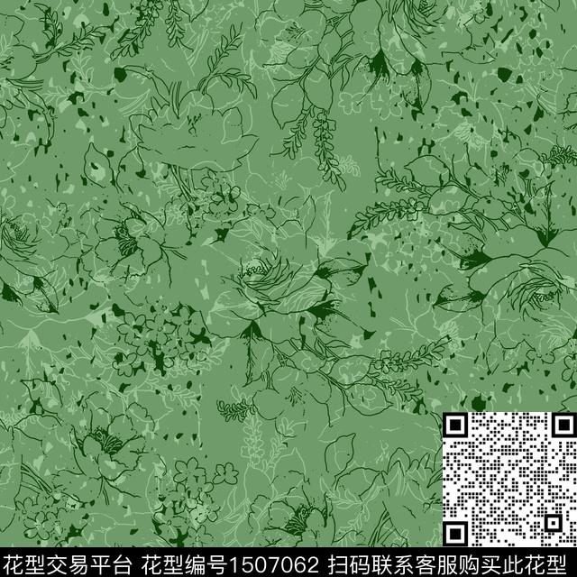 花卉手绘矢量数码印花华亿平台下载（图片编号: 1507062） - 瓦栏（Walan）