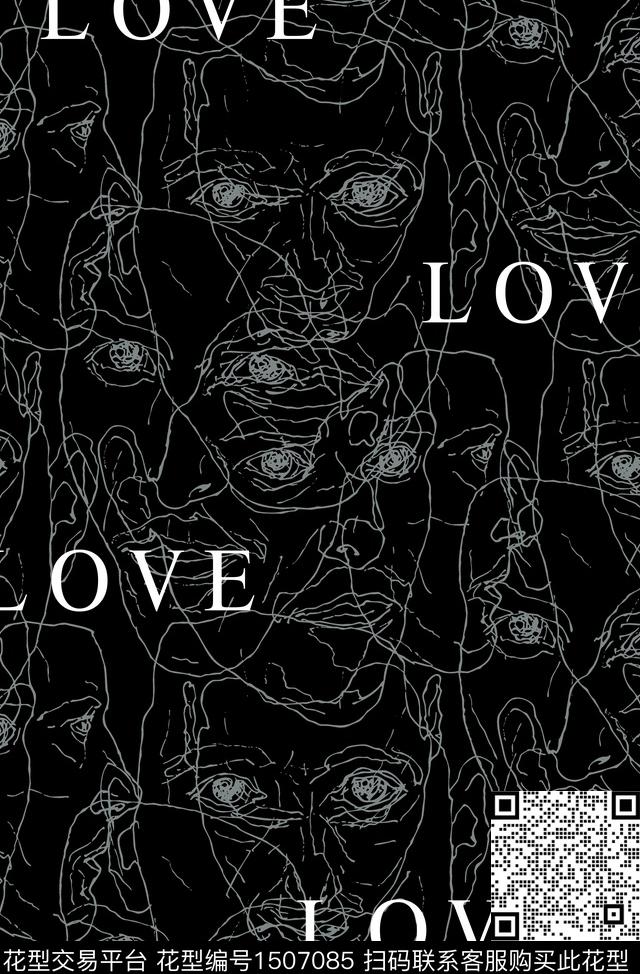 字母艺术素描传统印花华亿平台下载（图片编号: 1507085） - 瓦栏（Walan）