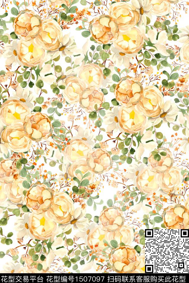 女装花卉大牌风数码印花华亿平台下载（图片编号: 1507097） - 瓦栏（Walan）