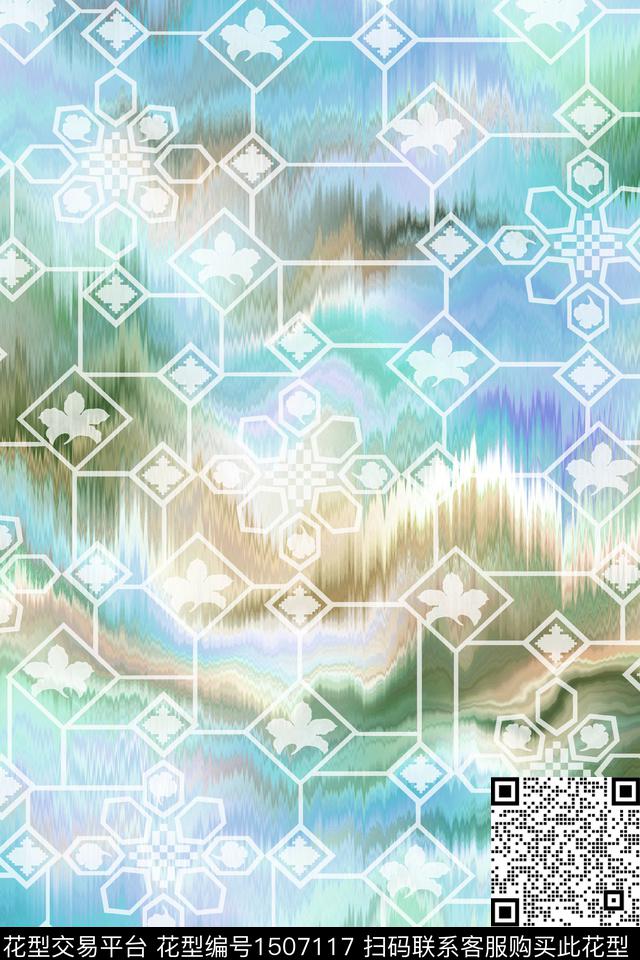 几何抽象小清新数码印花华亿平台下载（图片编号: 1507117） - 瓦栏（Walan）