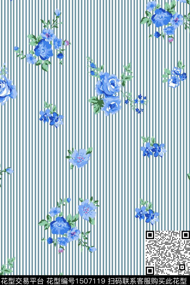 几何花卉小清新数码印花华亿平台下载（图片编号: 1507119） - 瓦栏（Walan）