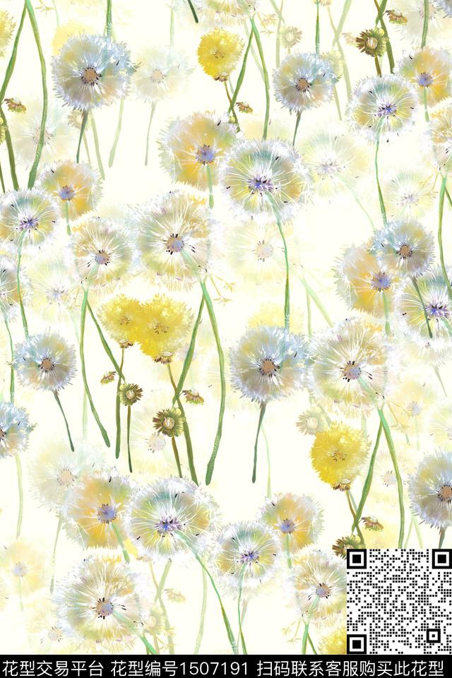 花卉小清新真丝数码印花华亿平台下载（图片编号: 1507191） - 瓦栏（Walan）