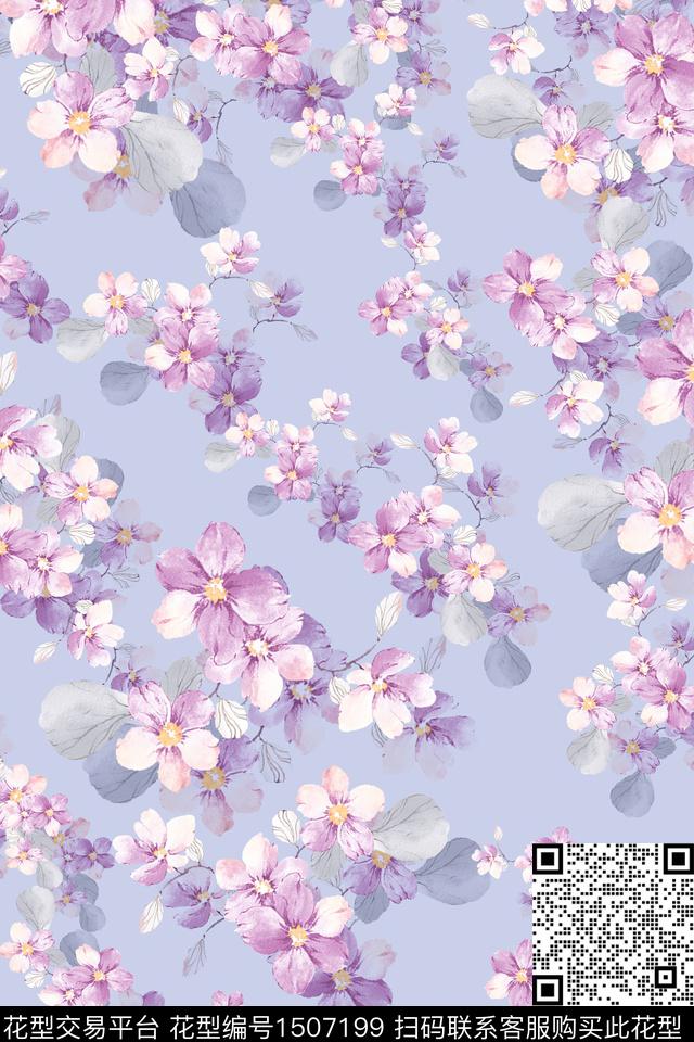 花卉年轻女性香云纱数码印花华亿平台下载（图片编号: 1507199） - 瓦栏（Walan）