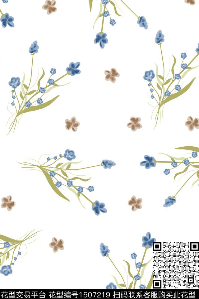 花卉大牌风抽象数码印花华亿平台下载（图片编号: 1507219） - 瓦栏（Walan）