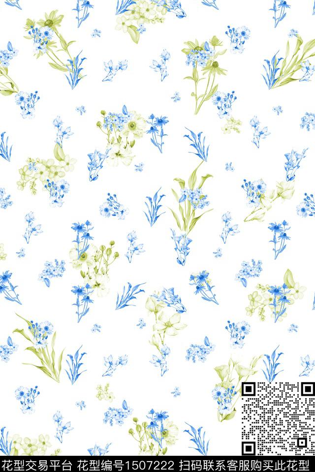 花卉大牌风小清新数码印花华亿平台下载（图片编号: 1507222） - 瓦栏（Walan）