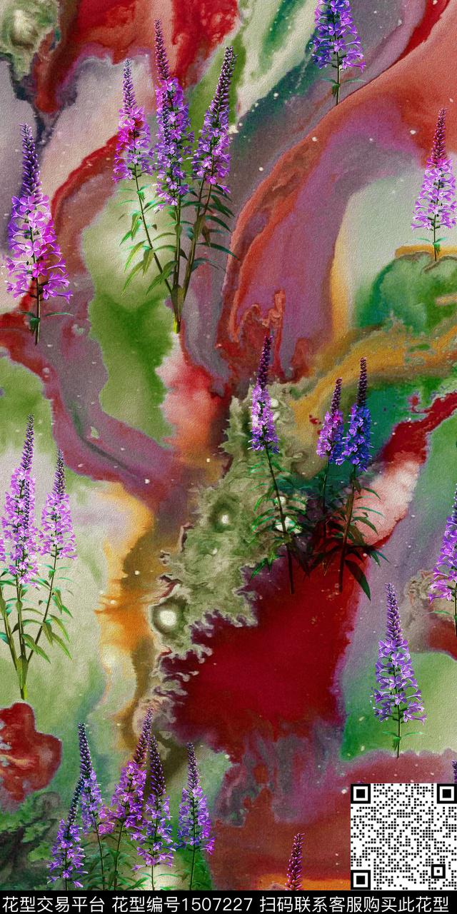 女装定位花花卉香云纱数码印花华亿平台下载（图片编号: 1507227） - 瓦栏（Walan）