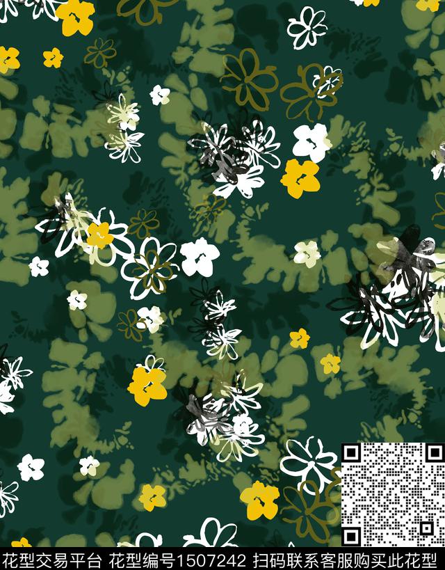 连衣裙女装花卉数码印花华亿平台下载（图片编号: 1507242） - 瓦栏（Walan）