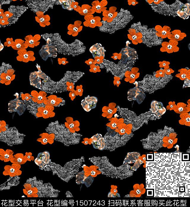 连衣裙女装花卉数码印花华亿平台下载（图片编号: 1507243） - 瓦栏（Walan）