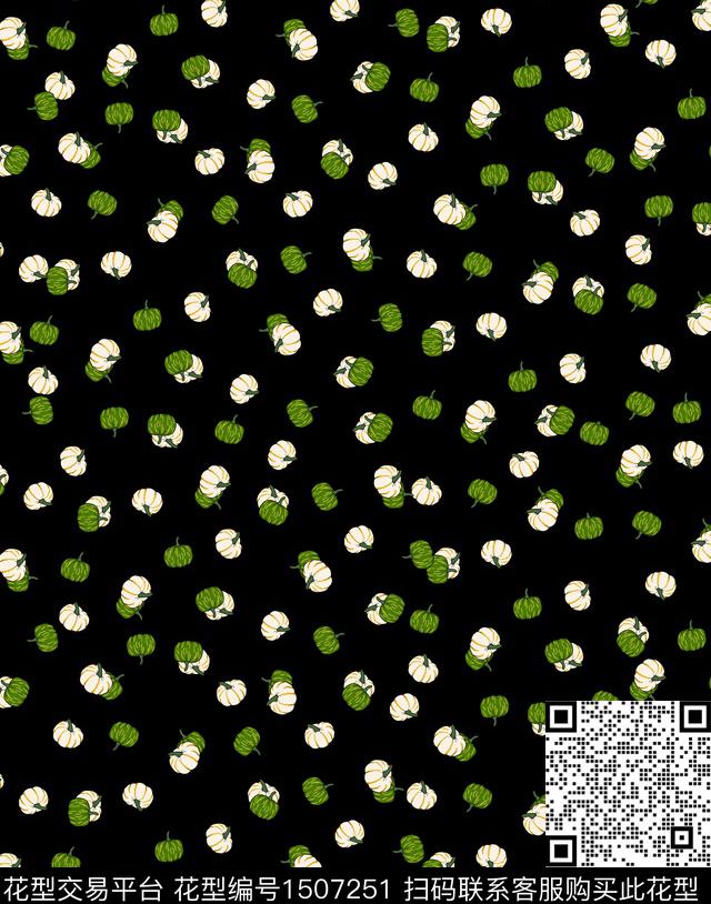 黑底花卉连衣裙花卉数码印花华亿平台下载（图片编号: 1507251） - 瓦栏（Walan）