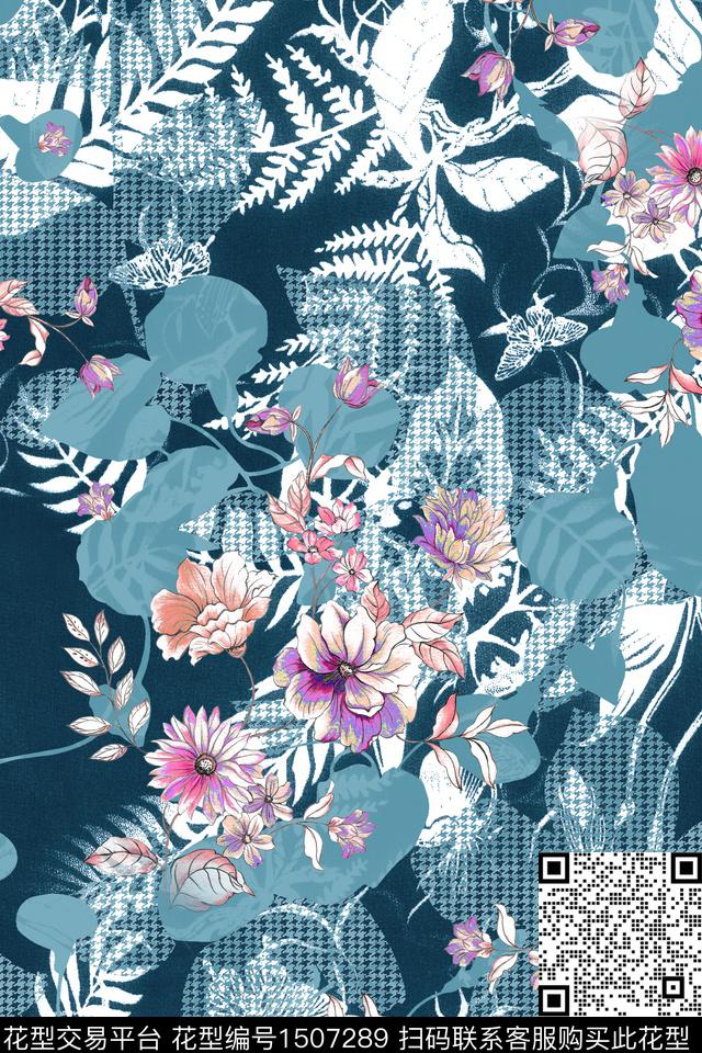 绿植树叶花卉大牌风数码印花华亿平台下载（图片编号: 1507289） - 瓦栏（Walan）