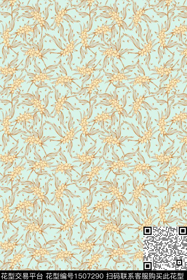 绿植树叶花卉大牌风数码印花华亿平台下载（图片编号: 1507290） - 瓦栏（Walan）