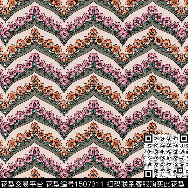 时尚女装花卉传统印花华亿平台下载（图片编号: 1507311） - 瓦栏（Walan）