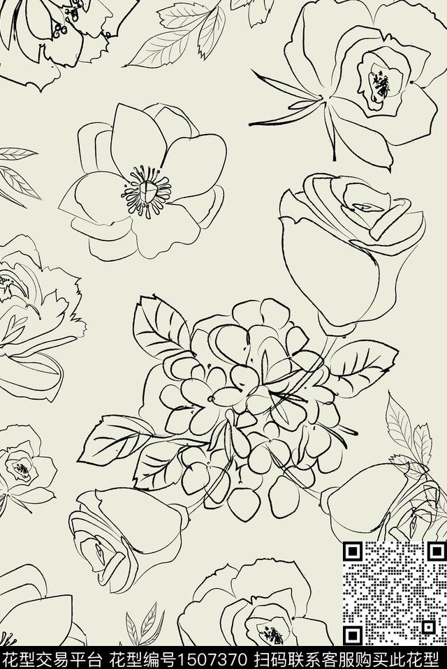 定位花绿植树叶几何数码印花华亿平台下载（图片编号: 1507370） - 瓦栏（Walan）