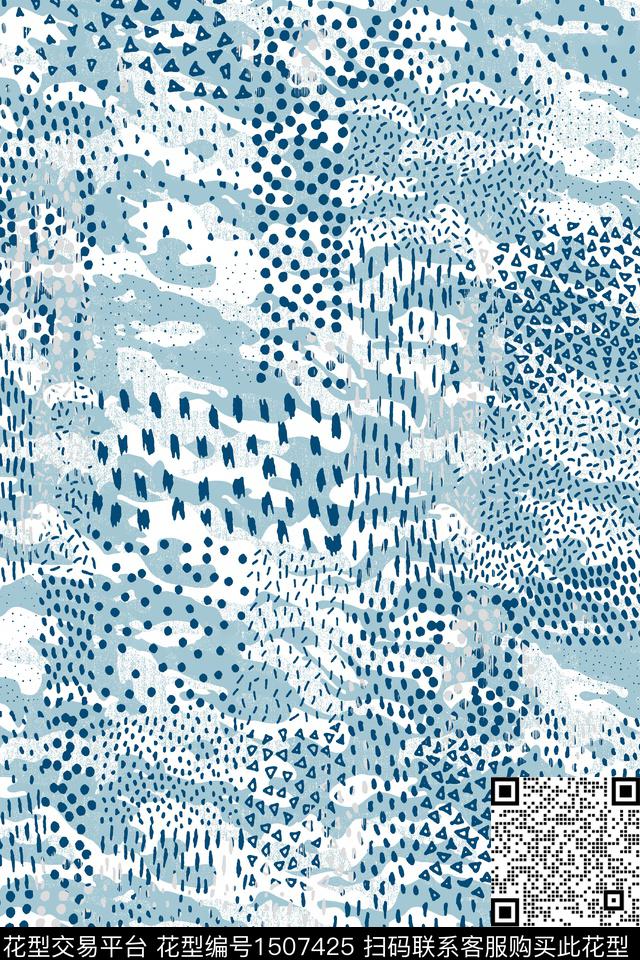 肌理大牌风抽象数码印花华亿平台下载（图片编号: 1507425） - 瓦栏（Walan）