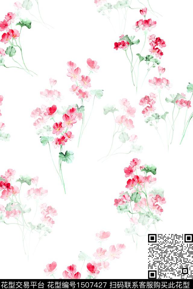 花卉大牌风小清新数码印花华亿平台下载（图片编号: 1507427） - 瓦栏（Walan）