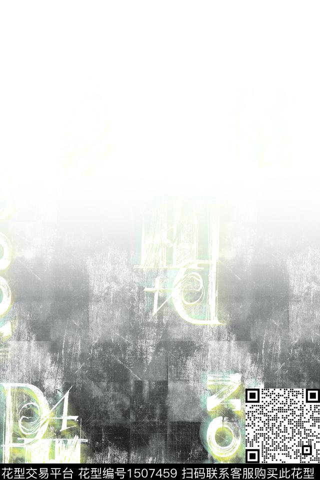 渐变字母格子数码印花华亿平台下载（图片编号: 1507459） - 瓦栏（Walan）