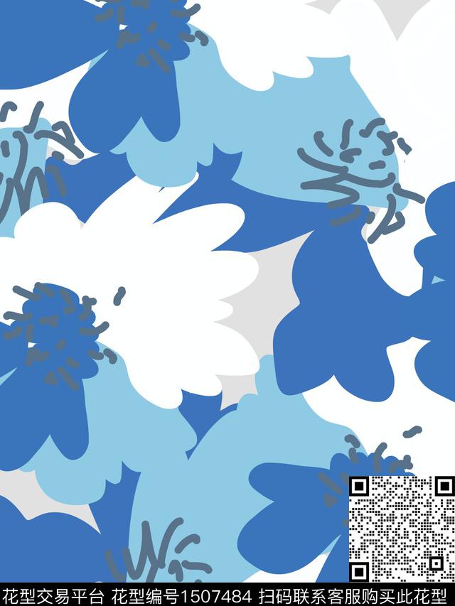 花卉花瓣年轻女性数码印花华亿平台下载（图片编号: 1507484） - 瓦栏（Walan）