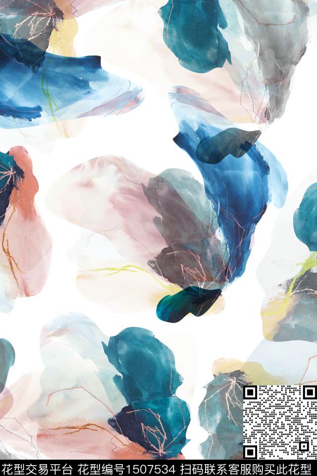 肌理大牌风抽象数码印花华亿平台下载（图片编号: 1507534） - 瓦栏（Walan）