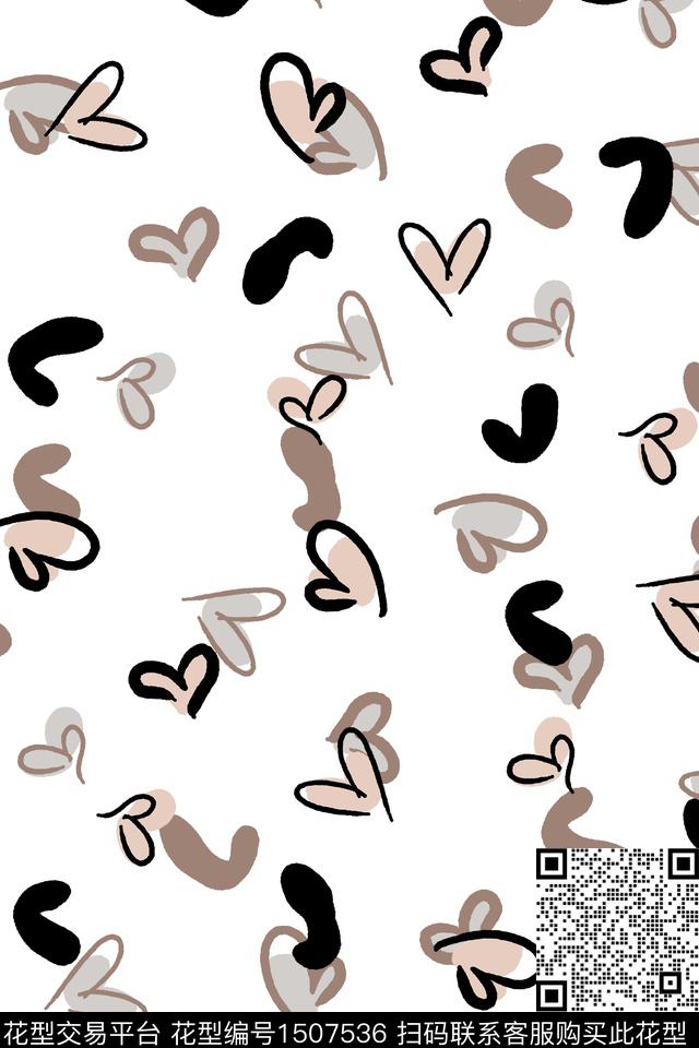 爱心几何大牌风数码印花华亿平台下载（图片编号: 1507536） - 瓦栏（Walan）