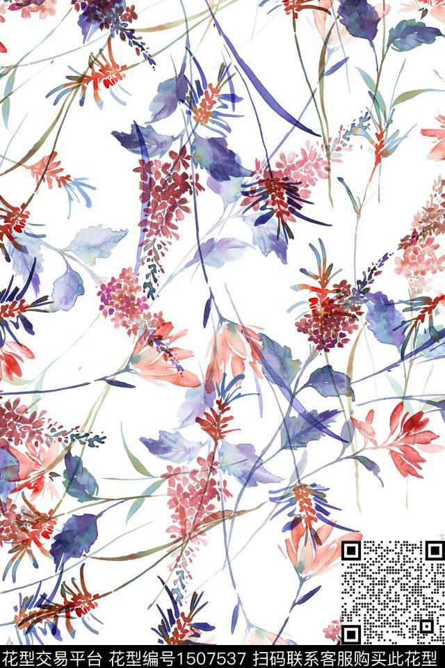 花卉大牌风小清新数码印花华亿平台下载（图片编号: 1507537） - 瓦栏（Walan）