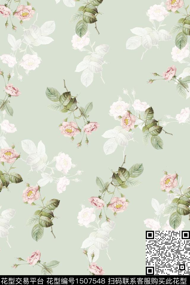 花卉小清新真丝数码印花华亿平台下载（图片编号: 1507548） - 瓦栏（Walan）