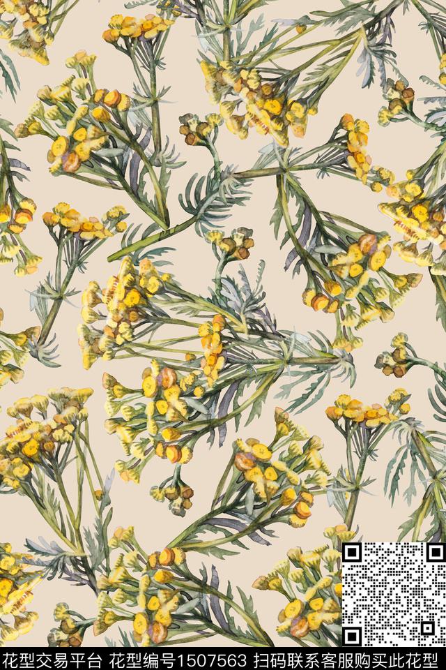 花卉大牌风抽象数码印花华亿平台下载（图片编号: 1507563） - 瓦栏（Walan）