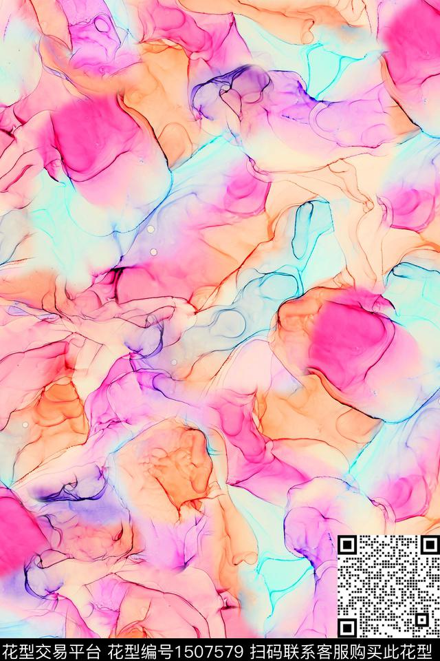 水彩抽象数码印花华亿平台下载（图片编号: 1507579） - 瓦栏（Walan）