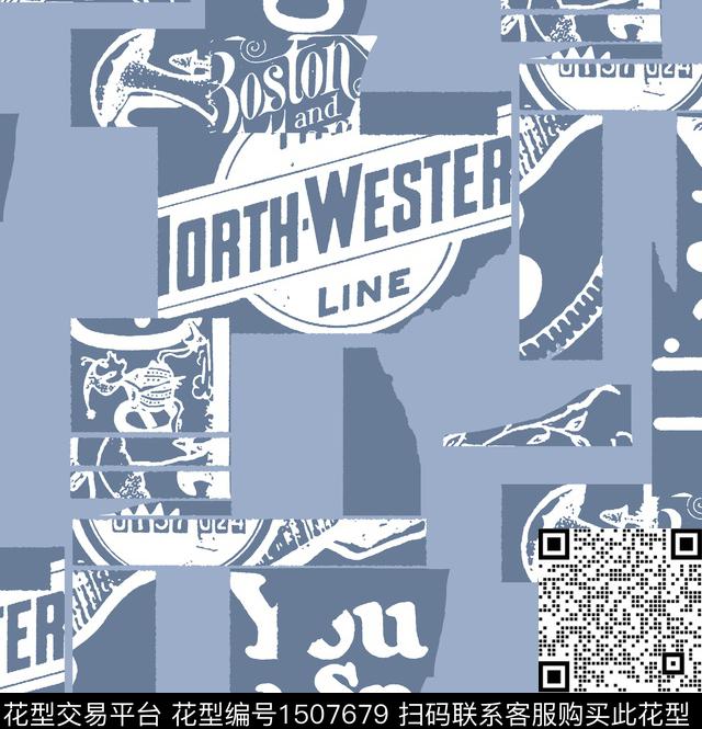 字母肌理黑白华亿平台传统印花华亿平台下载（图片编号: 1507679） - 瓦栏（Walan）