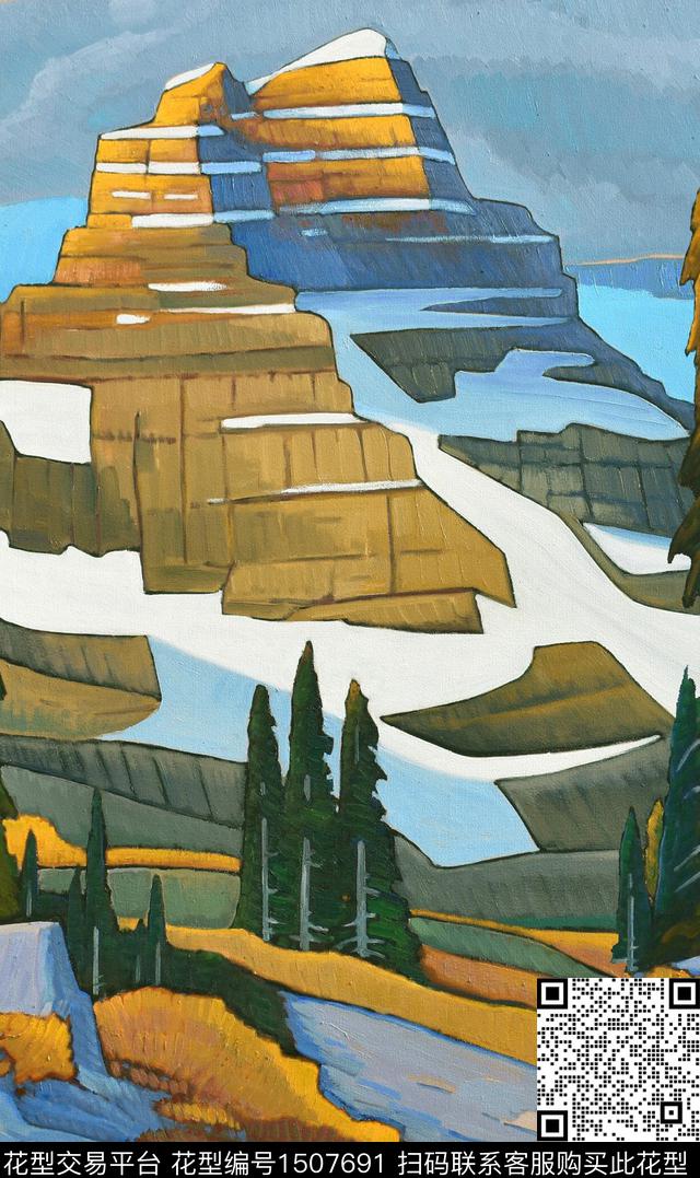 羽绒服雪山男装定位花数码印花华亿平台下载（图片编号: 1507691） - 瓦栏（Walan）