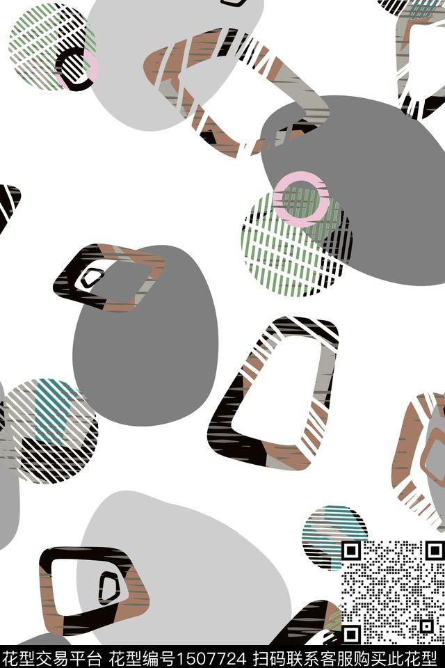几何女装抽象数码印花华亿平台下载（图片编号: 1507724） - 瓦栏（Walan）