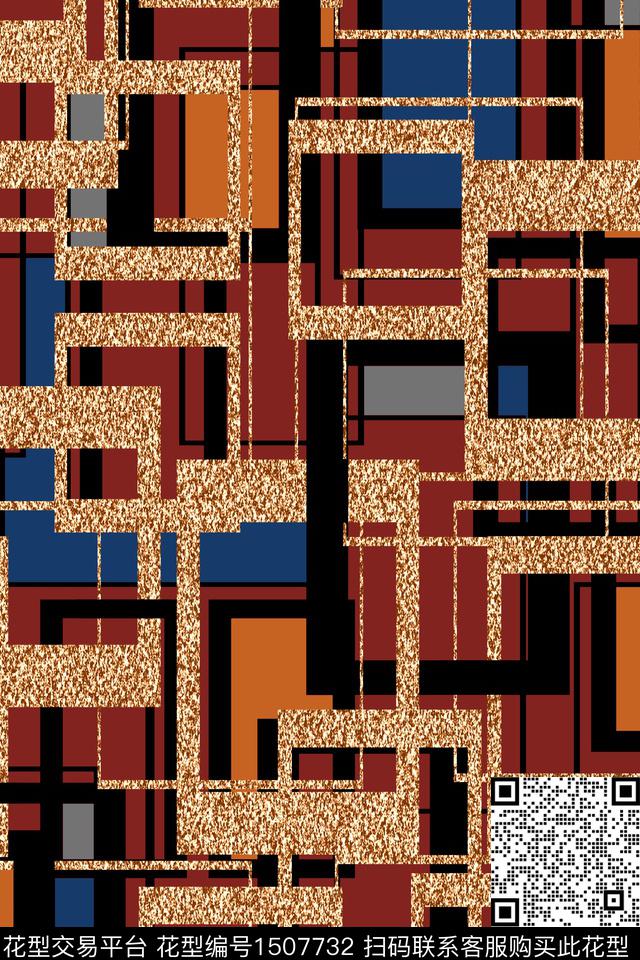 几何条纹中老年数码印花华亿平台下载（图片编号: 1507732） - 瓦栏（Walan）