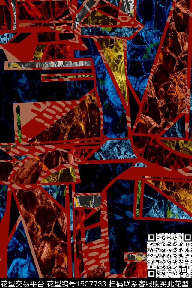 几何条纹中老年数码印花华亿平台下载（图片编号: 1507733） - 瓦栏（Walan）