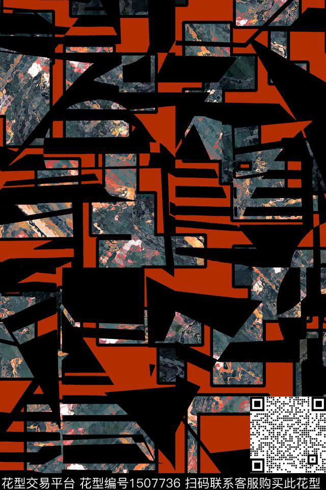 几何条纹中老年数码印花华亿平台下载（图片编号: 1507736） - 瓦栏（Walan）