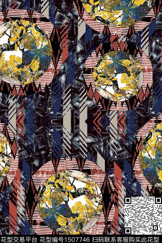 几何条纹中老年数码印花华亿平台下载（图片编号: 1507746） - 瓦栏（Walan）