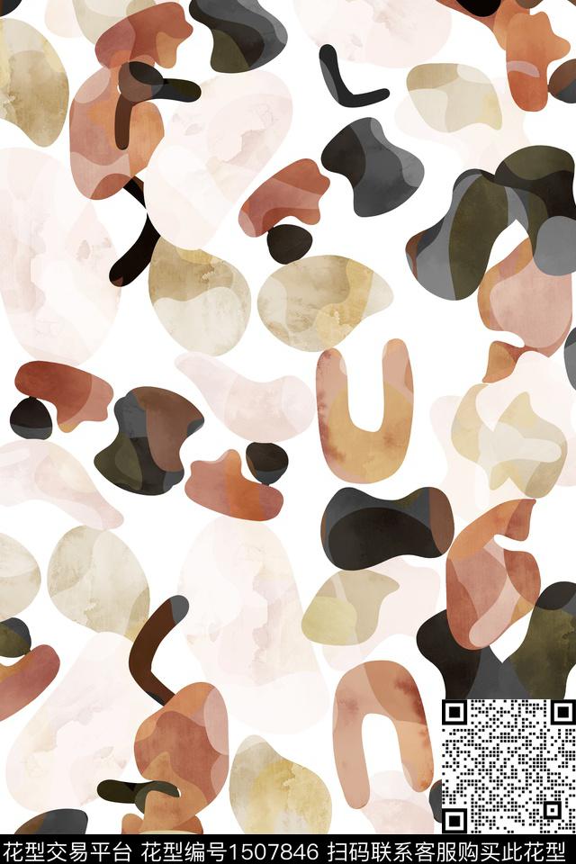 肌理大牌风抽象数码印花华亿平台下载（图片编号: 1507846） - 瓦栏（Walan）