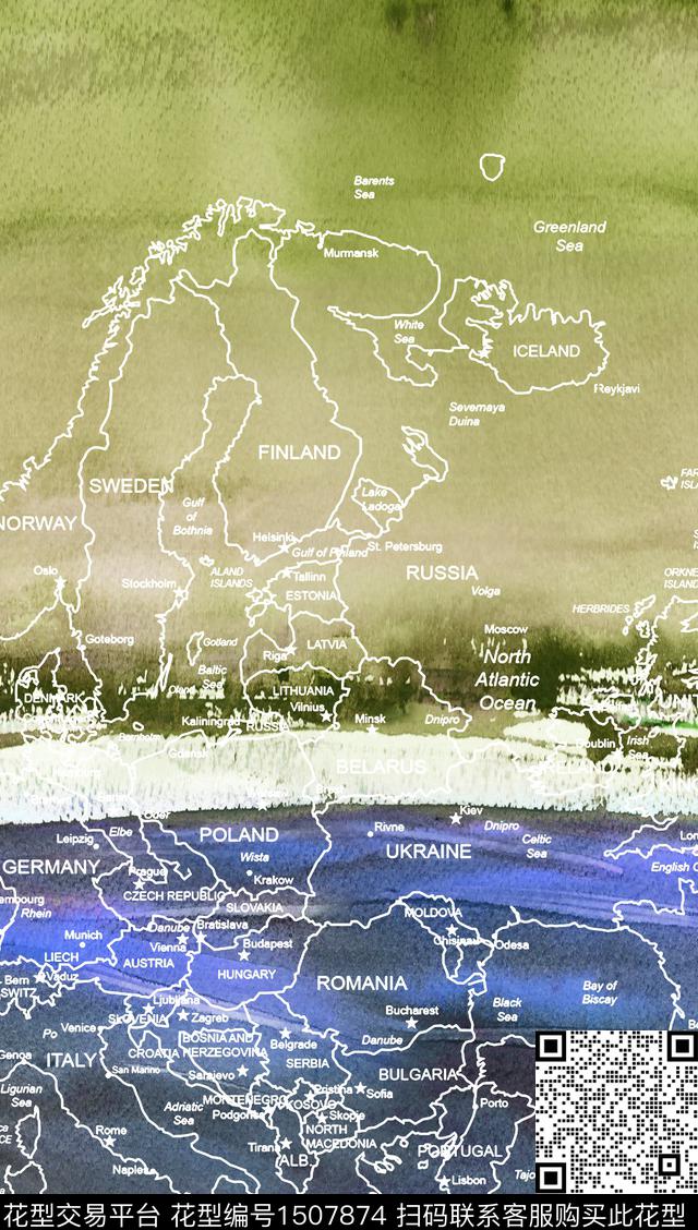 渐变地图羽绒服数码印花华亿平台下载（图片编号: 1507874） - 瓦栏（Walan）