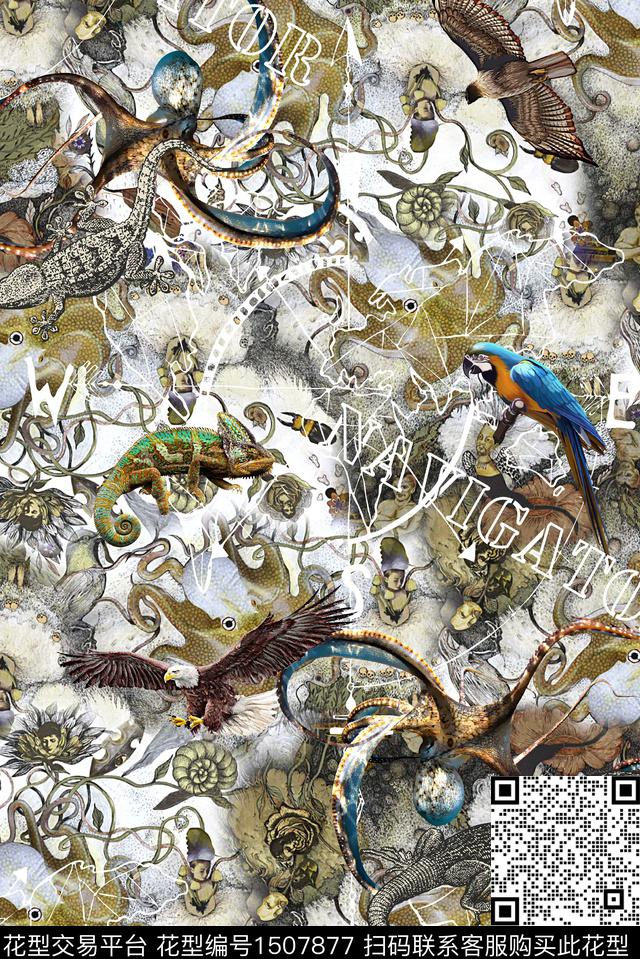 航海鸟动物数码印花华亿平台下载（图片编号: 1507877） - 瓦栏（Walan）