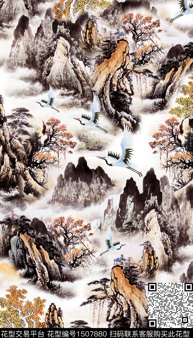 花卉旗袍中国风数码印花华亿平台下载（图片编号: 1507880） - 瓦栏（Walan）