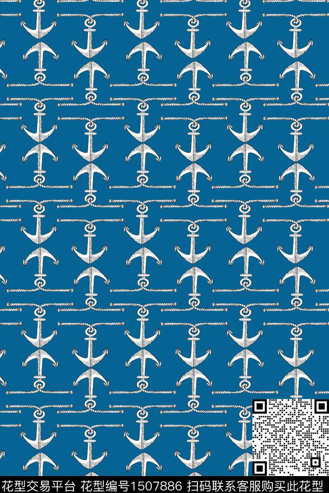 海洋休闲格子数码印花华亿平台下载（图片编号: 1507886） - 瓦栏（Walan）