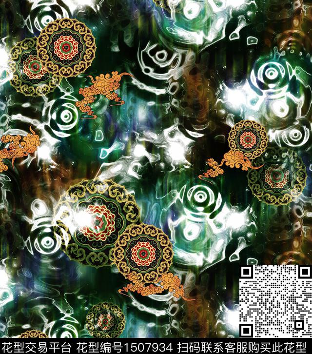 连衣裙肌理女装数码印花华亿平台下载（图片编号: 1507934） - 瓦栏（Walan）