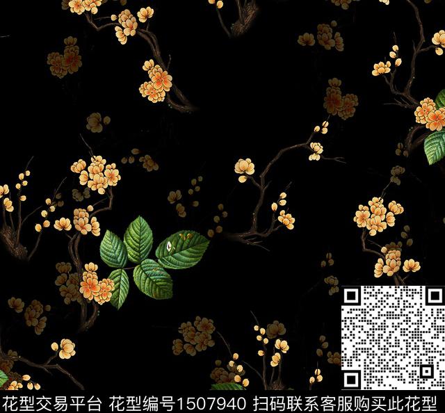 连衣裙女装花卉数码印花华亿平台下载（图片编号: 1507940） - 瓦栏（Walan）