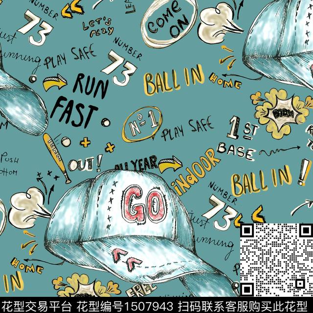 涂鸦字母帽子数码印花华亿平台下载（图片编号: 1507943） - 瓦栏（Walan）