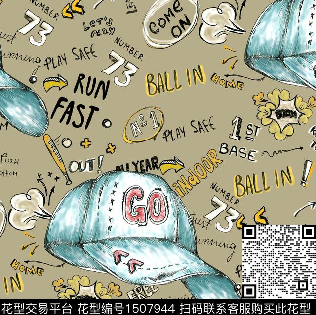 涂鸦字母帽子数码印花华亿平台下载（图片编号: 1507944） - 瓦栏（Walan）
