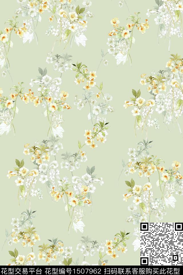 花卉大牌风小清新数码印花华亿平台下载（图片编号: 1507962） - 瓦栏（Walan）